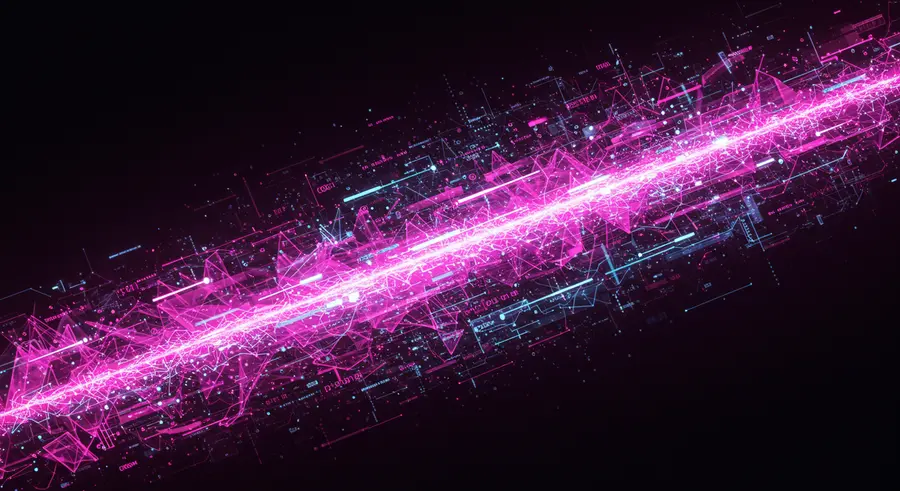Abstract representation of data encoding and decoding, with bits and information flowing, symbolizing entropy and compression.