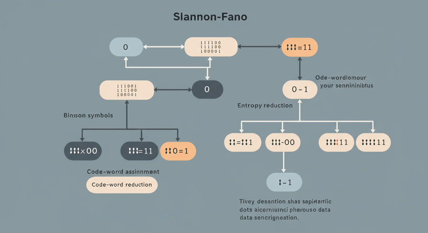 Abstract visualization of Shannon-Fano coding process